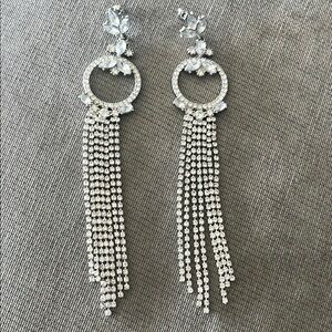 Elegant Silver Crystal Dangle Earrings